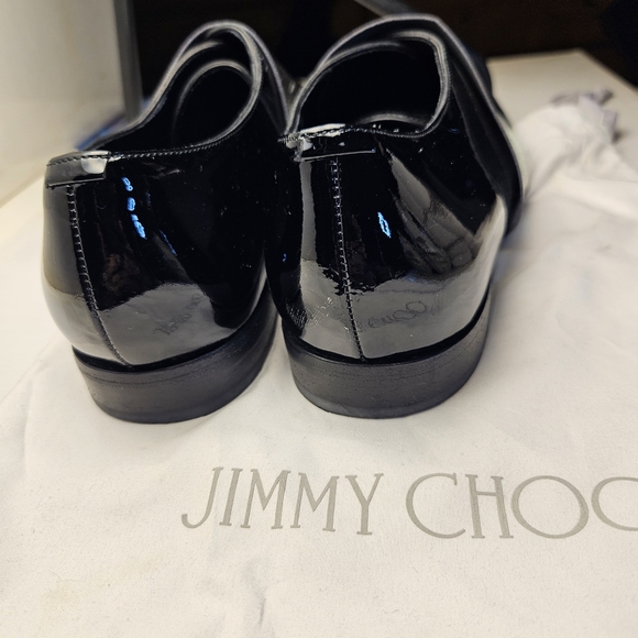 JIMMY CHOO sz 40 Men's Black Silver Stripe Classic Leather Shiny Dress Shoes - Picture 12 of 12